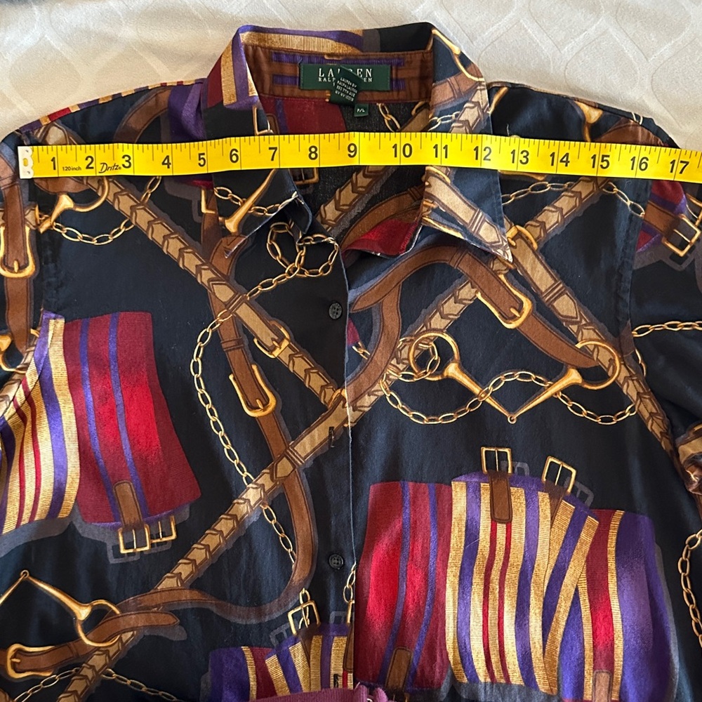 Ralph Lauren Green Label Petite Cotton Garment with Brown and Purple Accents - Picture 9 of 10